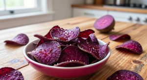 Chips de Beterraba Crocante no Forno