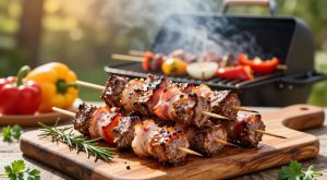 Receita de Espetinho de Carne e Bacon sem Lactose