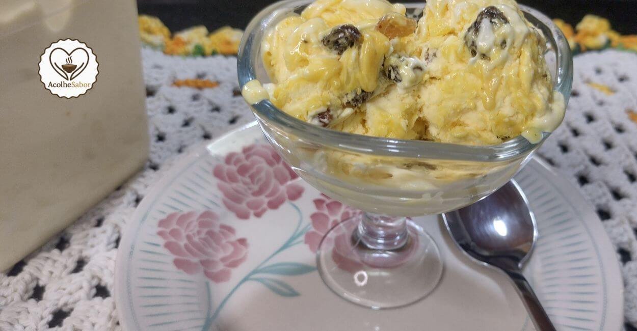 Sorvete de Creme com Passas sem Lactose