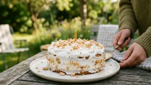 Bolo de Aniversário sem Lactose com Amendoim