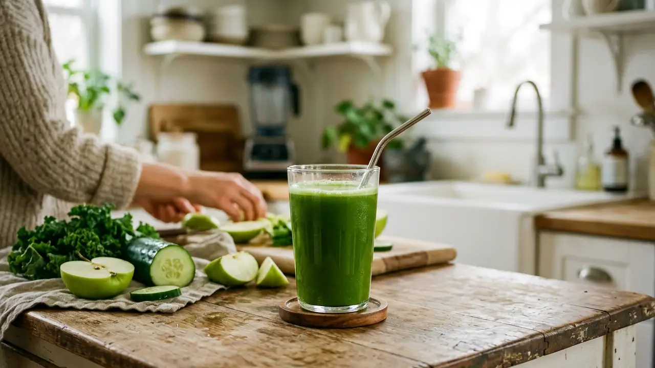 Suco Verde de Couve com Pepino e Maçã