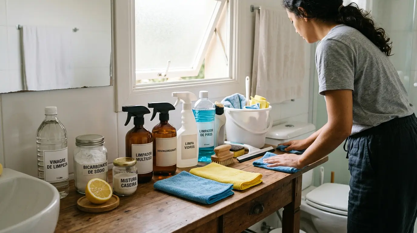 Produtos caseiros e profissionais para limpeza da casa